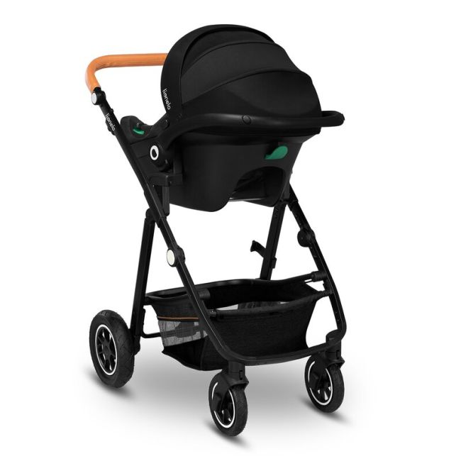 Lionelo - Carucior compact Amber, 3 in 1, Cadru din aluminiu, Cu landou intarit si salteluta moale, Scoica auto, Reversibil, Maner ajustabil, Huse pentru picioare, Plasa de tantari, Husa de ploaie, Geanta parinti, Pana la 22 kg, Gri Grafit BYNLO-AMBER_3IN
