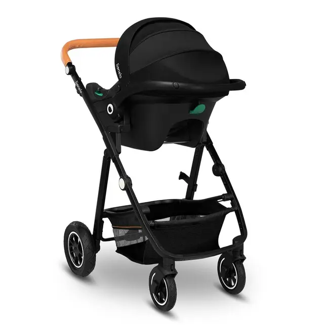 Lionelo - Carucior compact Amber, 3 in 1, Cadru din aluminiu, Cu landou intarit si salteluta moale, Scoica auto, Reversibil, Maner ajustabil, Huse pentru picioare, Plasa de tantari, Husa de ploaie, Geanta parinti, Pana la 22 kg, Gri Grafit BYNLO-AMBER_3IN