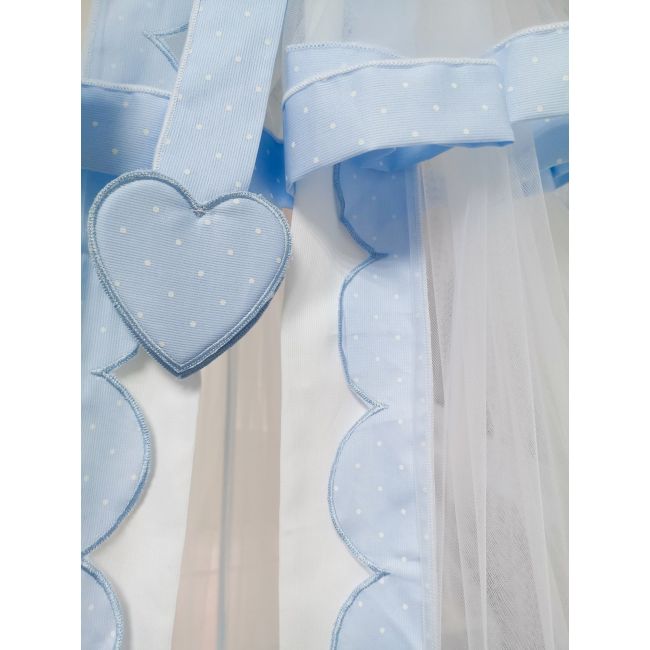 Baldachin Patut Lemn Cu Suport De Prindere Inclus Cuore Di Mamma Blue, 620x180 Cm Pjbbald_cuoreazzurro