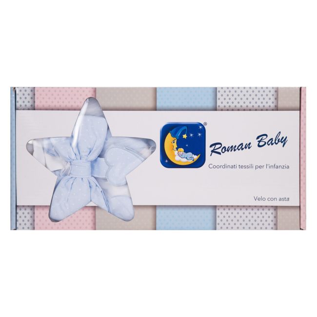 Baldachin Patut Lemn Cu Suport De Prindere Inclus Cuore Di Mamma Blue, 620x180 Cm Pjbbald_cuoreazzurro