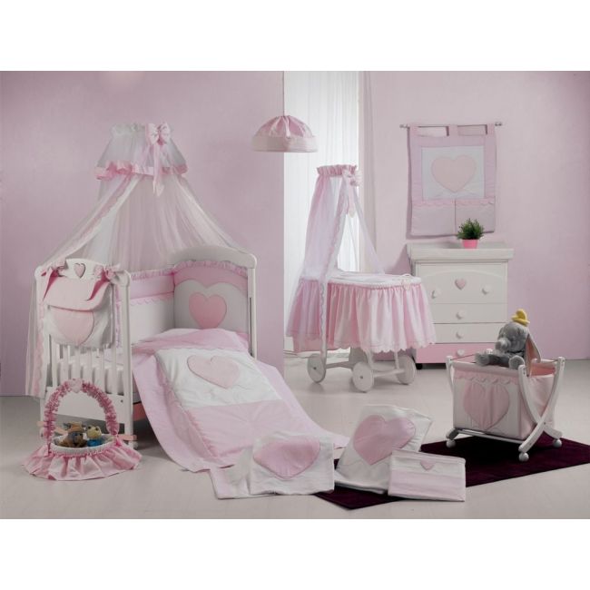 Baldachin Patut Lemn Cu Suport De Prindere Inclus Cuore Di Mamma Roz, 620x180 Cm Pjbbald_cuorerossa