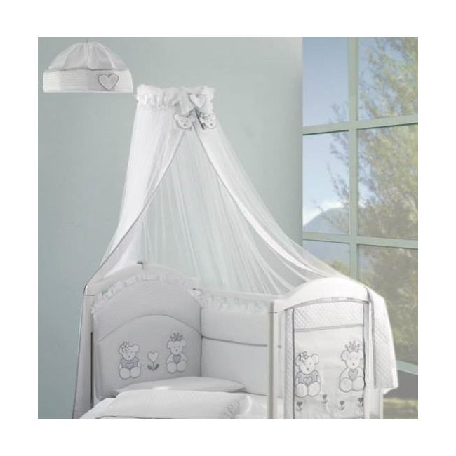 Baldachin Patut Lemn Cu Suport De Prindere Inclus Real Bears Alb, 620x180 Cm Pjbbald_realbears_white