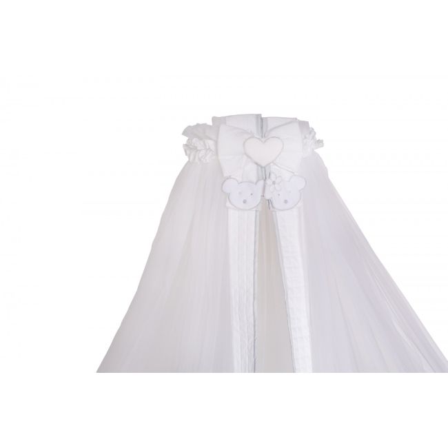 Baldachin Patut Lemn Cu Suport De Prindere Inclus Real Bears Alb, 620x180 Cm Pjbbald_realbears_white