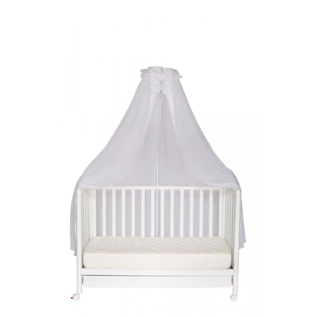 Baldachin Patut Lemn Cu Suport De Prindere Inclus Real Bears Alb, 620x180 Cm Pjbbald_realbears_white
