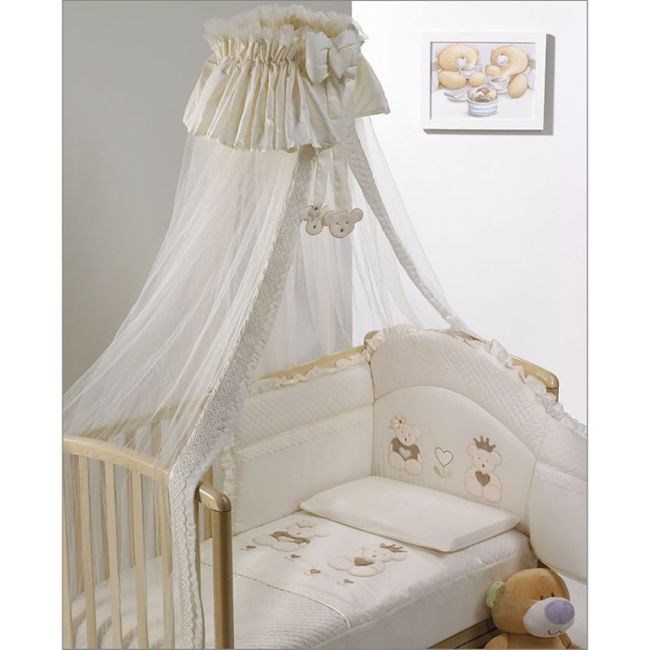 Baldachin Patut Lemn Cu Suport De Prindere Inclus Real Bears Ivory, 620x180 Cm Pjbbald_realbears_ivory