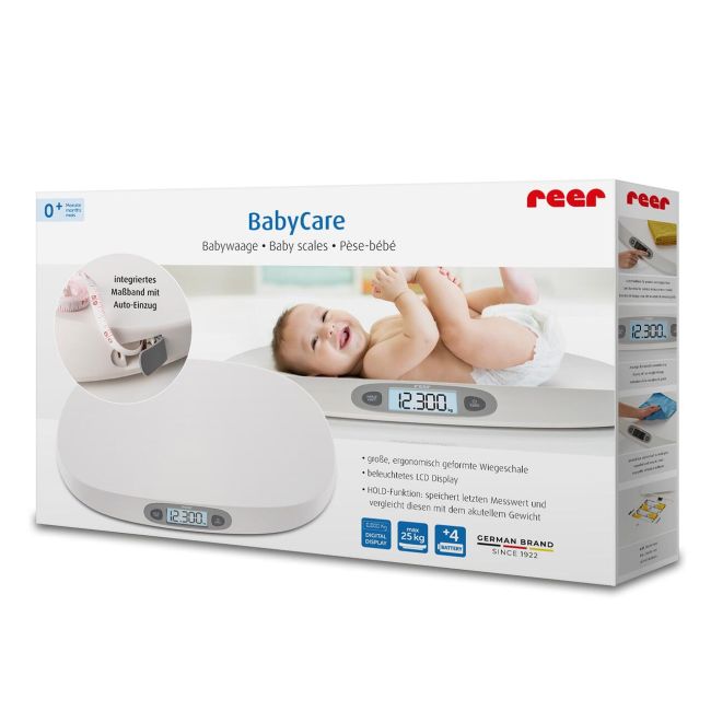 Cantar digital pentru bebelusi BabyCare, pana la 25 kg, ecran iluminat, memorie, 0+ luni, Reer 64120