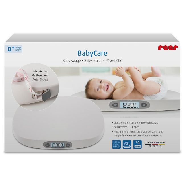 Cantar digital pentru bebelusi BabyCare, pana la 25 kg, ecran iluminat, memorie, 0+ luni, Reer 64120