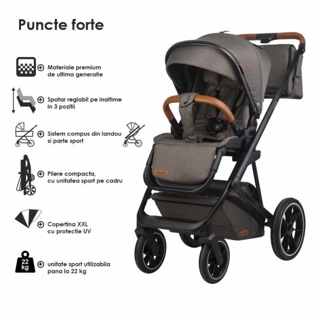 Carucior modular 2in1 c nessia anthracite+balansoar bebelusi c velio butternut smb322065362333041144