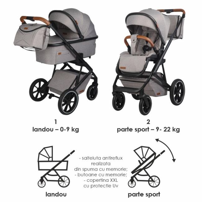 Carucior modular 2in1 coccolle nessia lunar rock+balansoar bebelusi c velio butternut smb322065371333041144