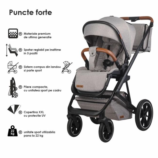 Carucior modular 2in1 coccolle nessia lunar rock+balansoar bebelusi c velio butternut smb322065371333041144