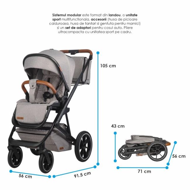 Carucior modular 2in1 coccolle nessia lunar rock+balansoar bebelusi c velio butternut smb322065371333041144
