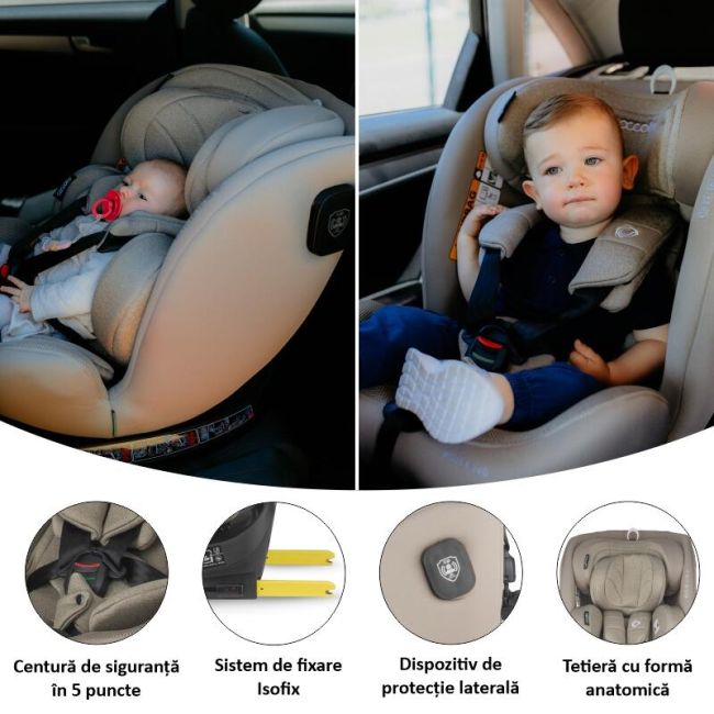 Scaun auto isize 40-150 cm coccolle nova sand beige+coccolle protectie bancheta auto mica smb324085044320000760