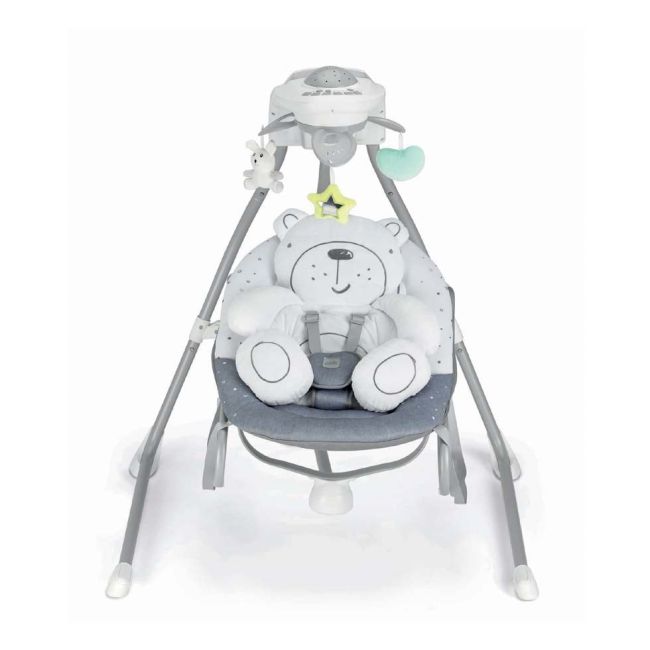 Balansoar Si Scaun 2 In 1 Cu Melodii Si Sunete, 4 Viteze Pentru Leganare Bebe, Proiector De Lumina, Orso Grigio Pjbs347/247