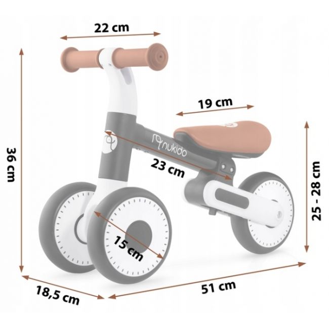 Bicicleta fara pedale pentru copii, 51 x 18.5 x 36 cm, roti eva, nukido nk-603 - negru edeedi760300