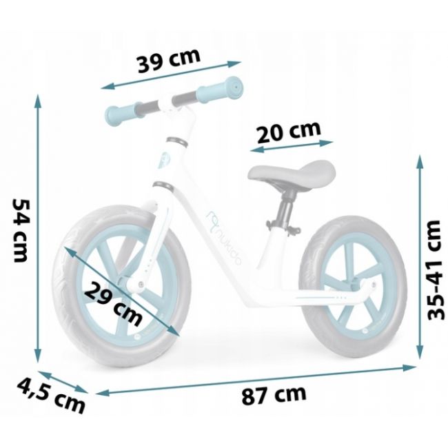 Bicicleta fara pedale pentru copii, 87 x 39 x 54 cm, roti eva, light flee nukido nk-604 - albastru - alb edeedi760400
