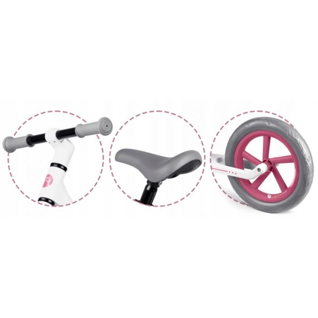 Bicicleta fara pedale pentru copii, 87 x 39 x 54 cm, roti eva, light flee nukido nk-604 - roz - alb edeedi760401