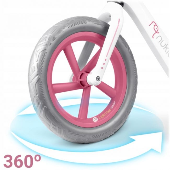 Bicicleta fara pedale pentru copii, 87 x 39 x 54 cm, roti eva, light flee nukido nk-604 - roz - alb edeedi760401