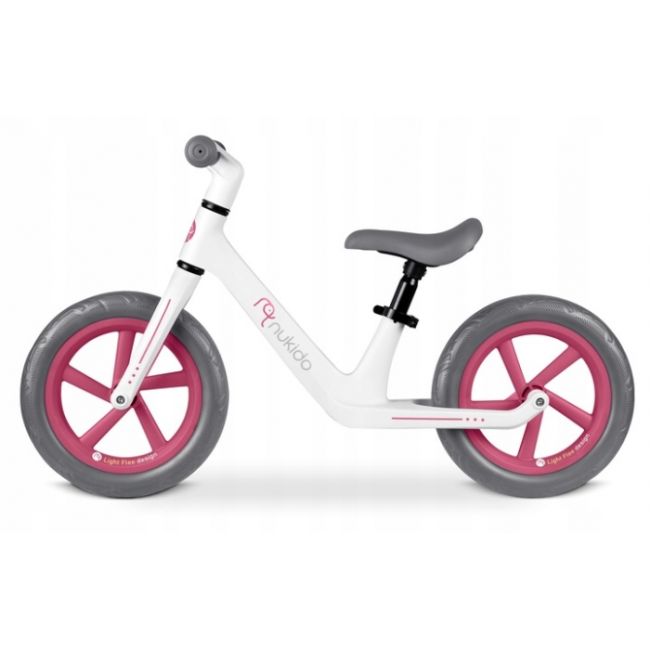 Bicicleta fara pedale pentru copii, 87 x 39 x 54 cm, roti eva, light flee nukido nk-604 - roz - alb edeedi760401
