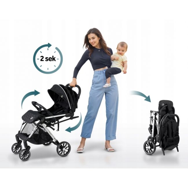 Carucior sport pentru copii, 78 x 33 x 104 cm, nukido paseo 716000 - negru edeedi716000