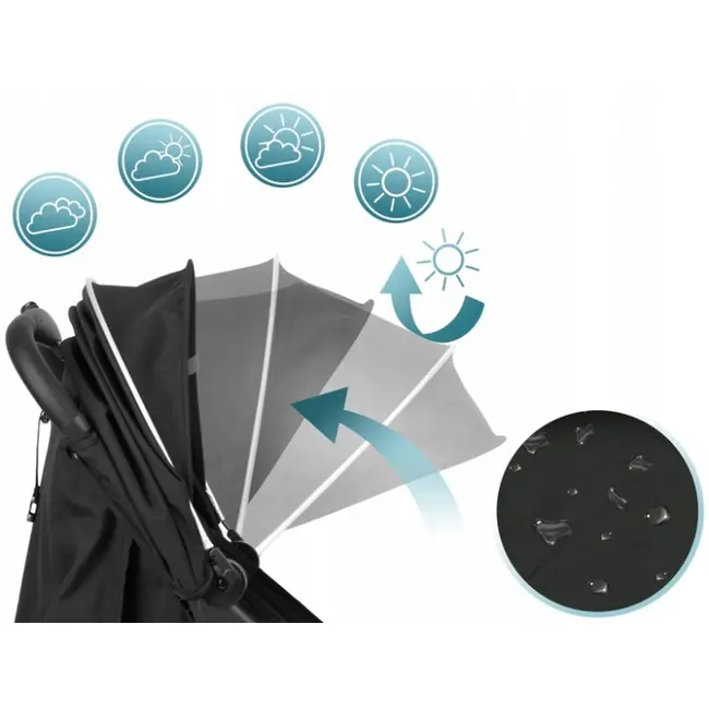 Carucior sport pentru copii, 78 x 33 x 104 cm, nukido paseo 716000 - negru edeedi716000