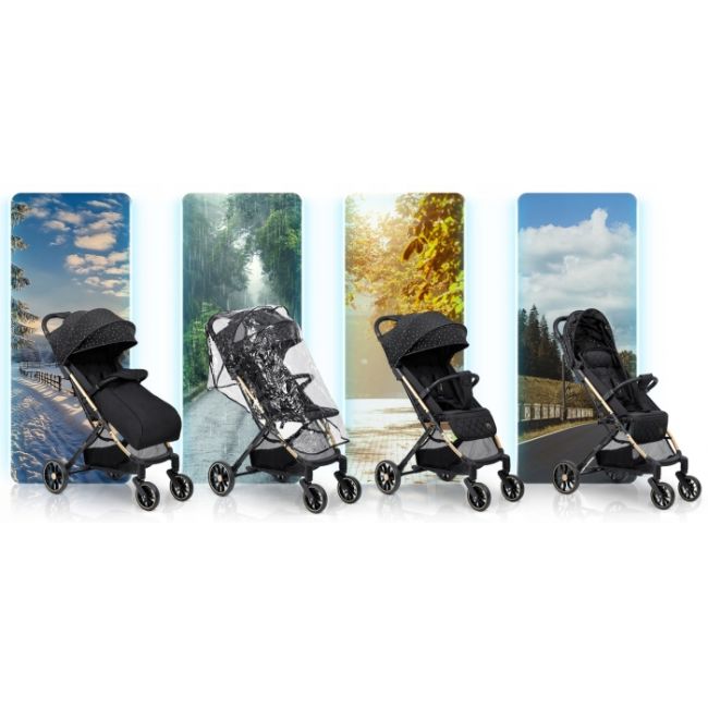 Carucior sport pentru copii, 78 x 33 x 104 cm, nukido paseo 716001 - negru cu auriu edeedi716001
