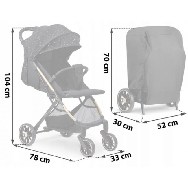 Carucior sport pentru copii, 78 x 33 x 104 cm, nukido paseo 716001 - negru cu auriu edeedi716001
