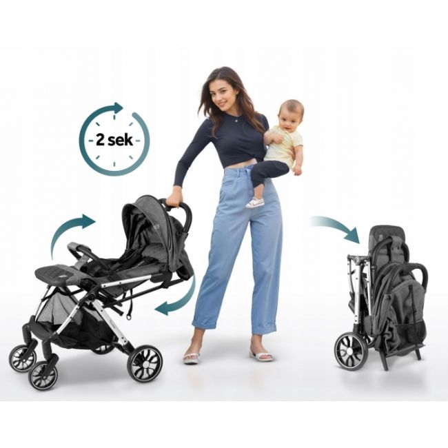 Carucior sport pentru copii, 78 x 33 x 104 cm, nukido paseo 716002 - gri edeedi716002