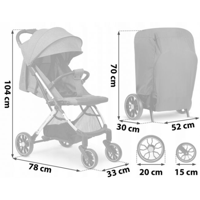 Carucior sport pentru copii, 78 x 33 x 104 cm, nukido paseo 716002 - gri edeedi716002
