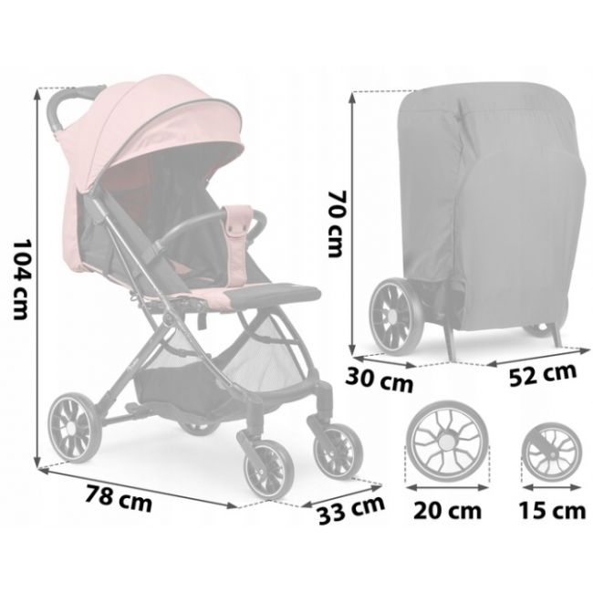 Carucior sport pentru copii, 78 x 33 x 104 cm, nukido paseo 716004 - roz edeedi716004