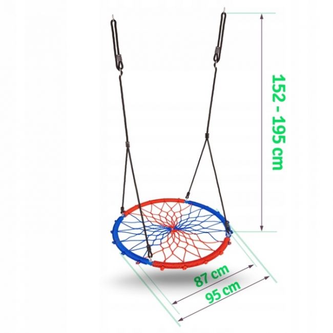 Leagan tip cuib pentru copii xxl, 95 cm, 150 kg, neo-sport 1070, rosu albastru edeedi1070