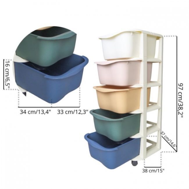 Raft cu 5 compartimente pentru depozitarea diverselor obiecte modernhome po16 - multicolor edeedipo16
