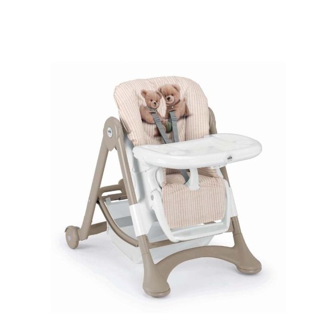 Scaun De Masa Multifunctional Pentru Bebelusi Si Copii, Cam   Campione, Inaltime Ajustabila, Varsta 6-36 Luni, Pliabil, Centura De Siguranta In 5 Puncte, 3 Tavite Detasabile, Depozitare, Teddy Pjbs2300-c264/c39