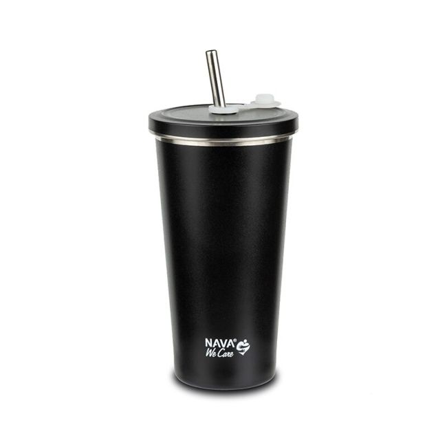 Cana termica cu pai din otel inoxidabil, nava we care, 500 ml, negru smb10-110-045