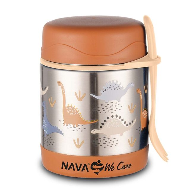 Caserola inox nava we care 350 ml dino brown smb10-001-013