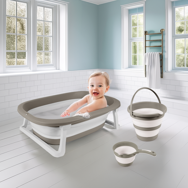 Set 3 in 1 cu cadita pliabila - gri