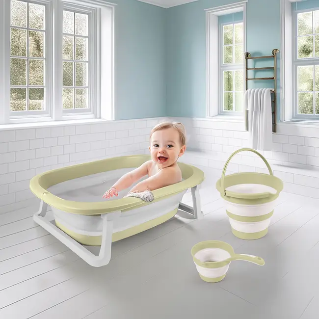 Set 3 in 1 cu cadita pliabila - verde eco