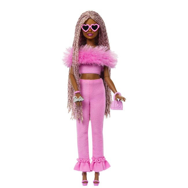 BARBIE DELUXE STYLE PAPUSA BARBIE CU SALOPETA ROZ SI PAR IMPLETIT VIVMTHYV28