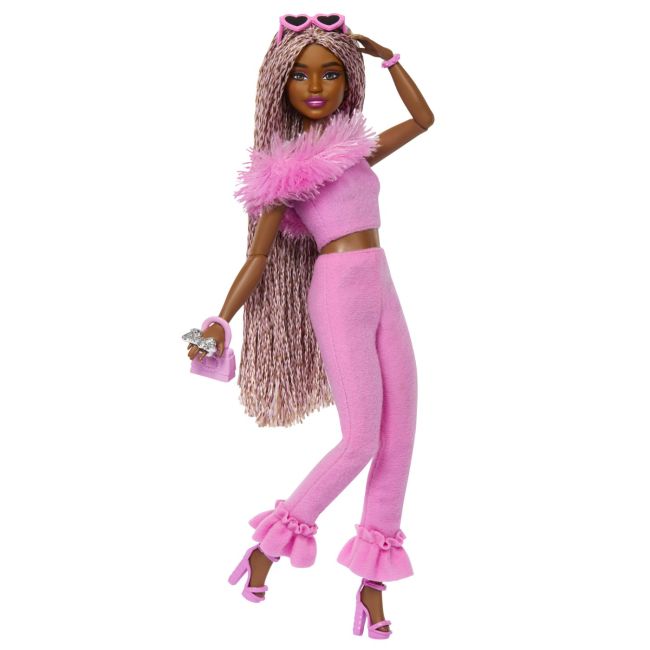 BARBIE DELUXE STYLE PAPUSA BARBIE CU SALOPETA ROZ SI PAR IMPLETIT VIVMTHYV28