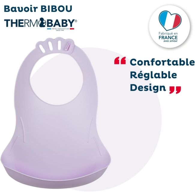 THERMOBABY Baveta pentru bebelusi cu sistem colector al hranei LILAS DNBTHE158020
