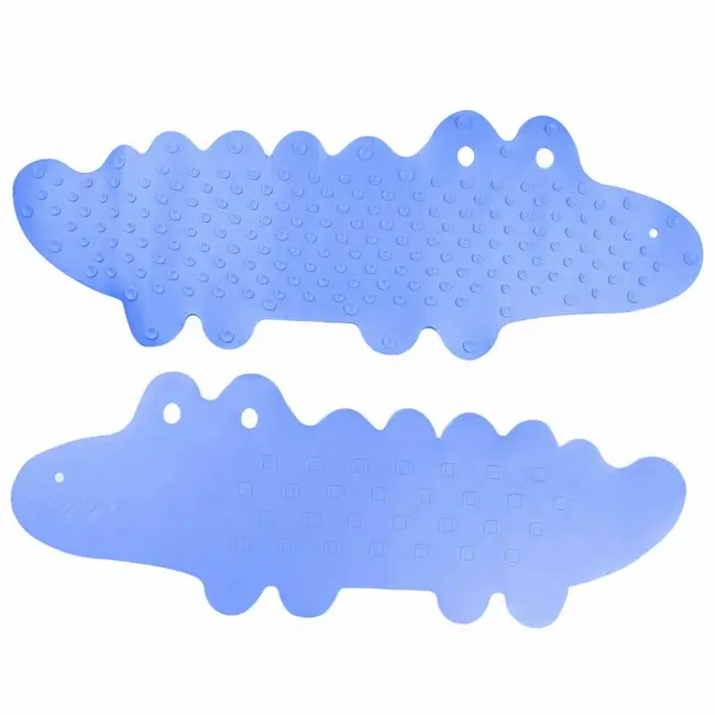 Covoras de baie, Bocioland, Antiderapant, Cu ventuze, Silicon, 33 x 90 cm, Crocodile Blue BYNBL148