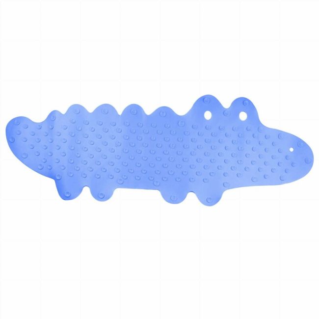 Covoras de baie, Bocioland, Antiderapant, Cu ventuze, Silicon, 33 x 90 cm, Crocodile Blue BYNBL148