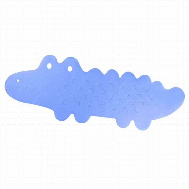 Covoras de baie, Bocioland, Antiderapant, Cu ventuze, Silicon, 33 x 90 cm, Crocodile Blue BYNBL148