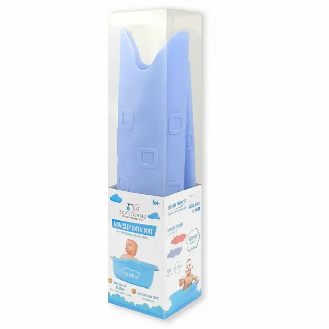 Covoras de baie, Bocioland, Antiderapant, Cu ventuze, Silicon, 33 x 90 cm, Crocodile Blue BYNBL148