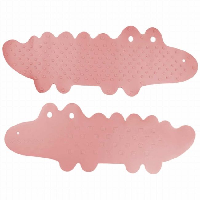 Covoras de baie, Bocioland, Antiderapant, Cu ventuze, Silicon, 33 x 90 cm, Crocodile Pink BYNBL149
