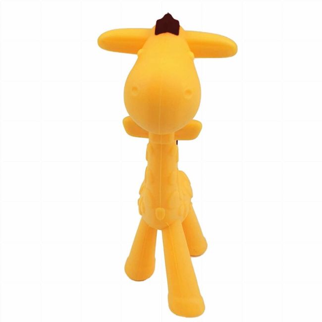 Jucarie de dentitie, Bocioland, Amelioareaza gingiile dureroase, Design ergonomic, Fara BPA, 0 luni+, Giraffe Yellow/Brown BYNBL805