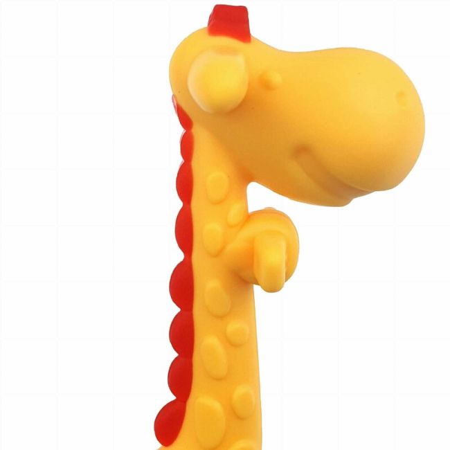 Jucarie de dentitie, Bocioland, Amelioareaza gingiile dureroase, Design ergonomic, Fara BPA, 0 luni+, Giraffe Yellow/Red BYNBL804