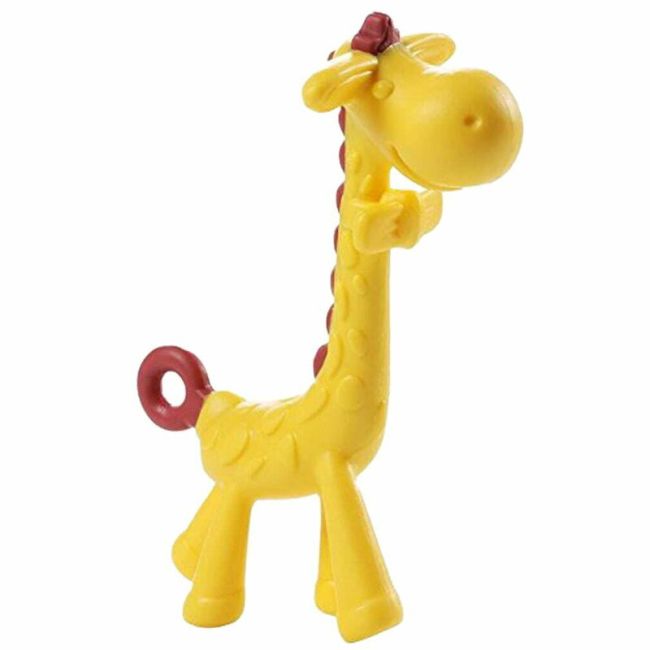 Jucarie de dentitie, Bocioland, Amelioareaza gingiile dureroase, Design ergonomic, Fara BPA, 0 luni+, Giraffe Yellow/Red BYNBL804