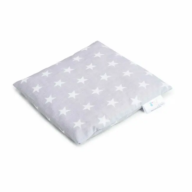 Pernuta anticolici, Bociolad, Umpluta cu samburi de cirese, Cu husa din bumbac, 20x20 cm, 0 luni+, Grey Stars BYNBOC0193