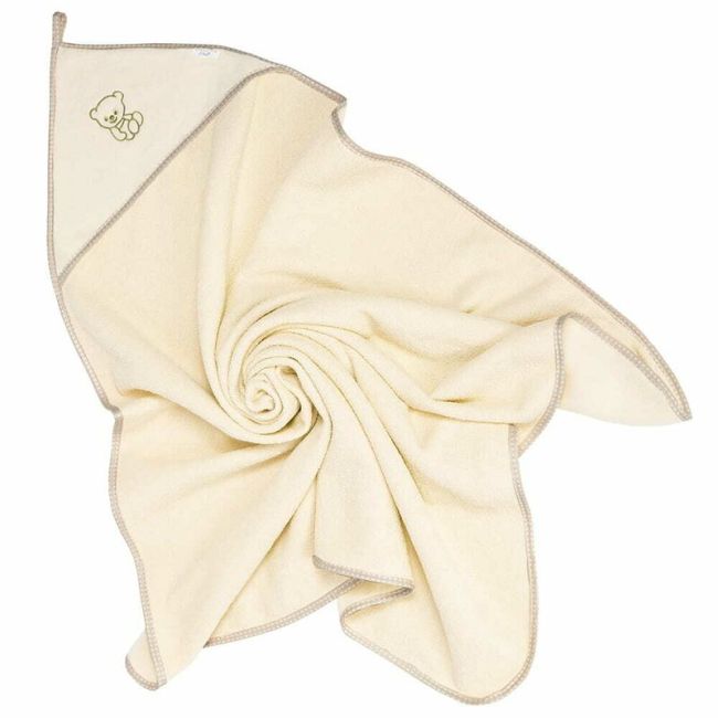 Prosop de baie, Bocioland, Cu gluga, 100% bumbac, 100x100 cm, Teddy Bear, Ecru BYNBOC0113