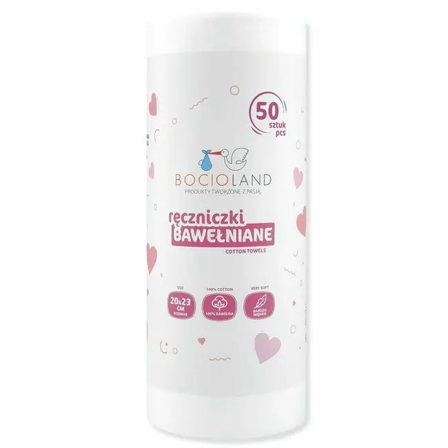 Set 50 bucati prosopele, Bocioland, Pe rola, Din bumbac, Hipoalergenice, Biodegradabile, 23x20 cm, White BYNBL154